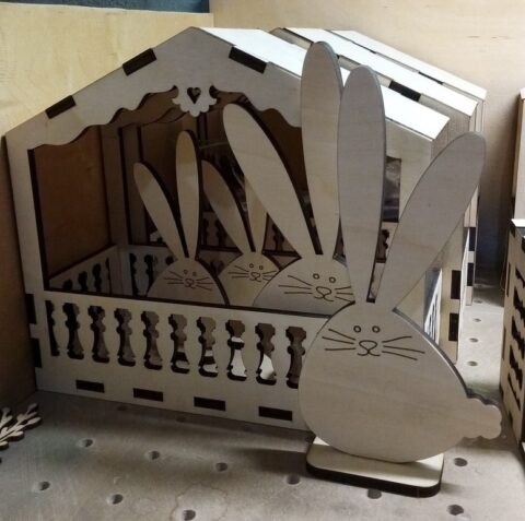 Laser Cut Standing Easter Bunny Rabbit Free Vector