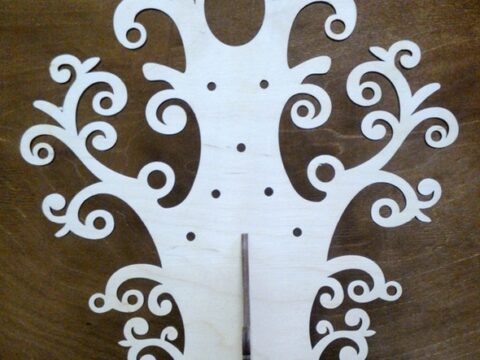 Laser Cut Wooden Tree Jewellery Stand Free Vector