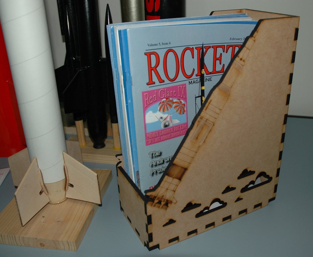 Laser Cut Rocket Magazine Storage 6mm MDF Free Vector