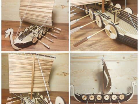 Laser Cut Rook Wooden Viking Ship Free Vector