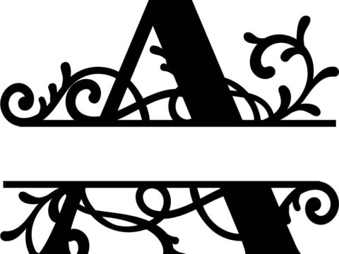 Split Monogram Letter A DXF File