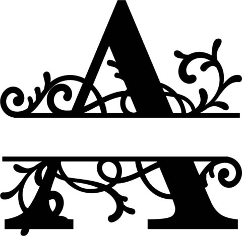 Split Monogram Letter A DXF File