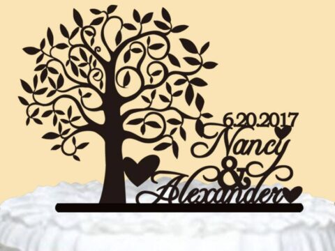 Laser Cut Personalized Wedding Cake Topper Free Vector