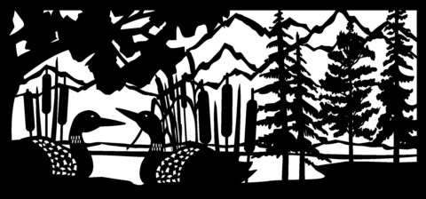 28 X 60 Loon Panel B Plasma Art DXF File