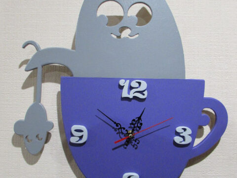 Laser Cut Children Wall Clock Cats and Mice Free Vector