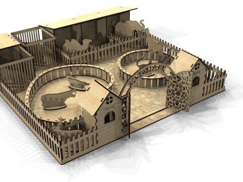 Laser Cut Zoo 3D Model Template Free Vector