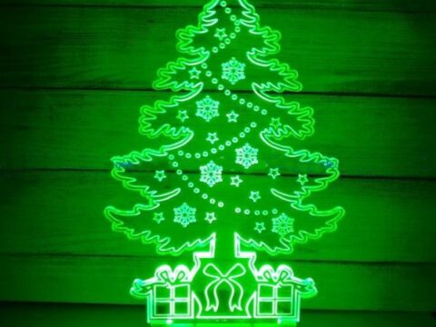 Laser Cut Acrylic Christmas Tree Night Light Free Vector