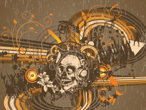 Music Skull T Shirt Prints Vector Free Vector