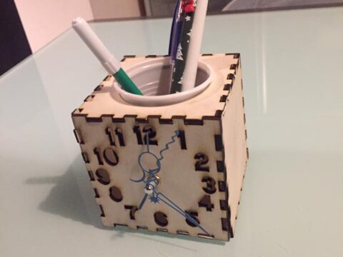 Pen Holder Clock Laser Cut CNC Plans PDF File