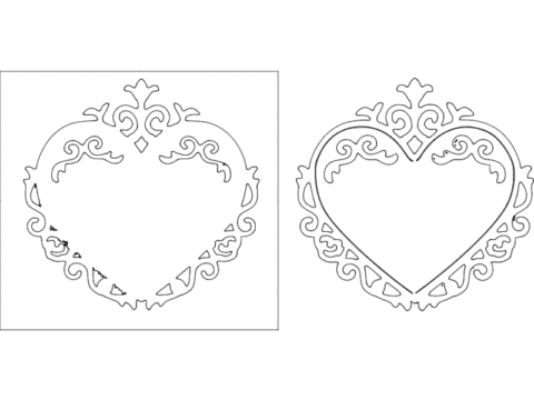 Heart Frame 10 dxf File