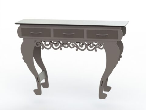 Table with Three Drawers Laser Cut Free Vector