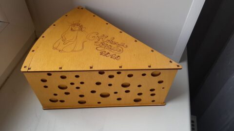 Laser Cut Cheese Shaped Box with Lid Free Vector