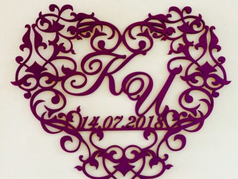 Laser Cut Decorative Heart Wedding Monogram Free Vector