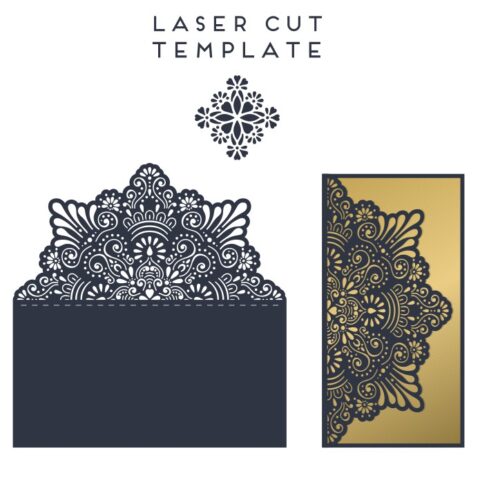Laser Cut Greeting Card Postcard Design Template Free Vector