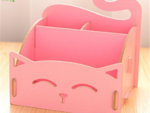Laser Cut Cute Cat Desktop Storage Box Organizer Pen Holder Free Vector