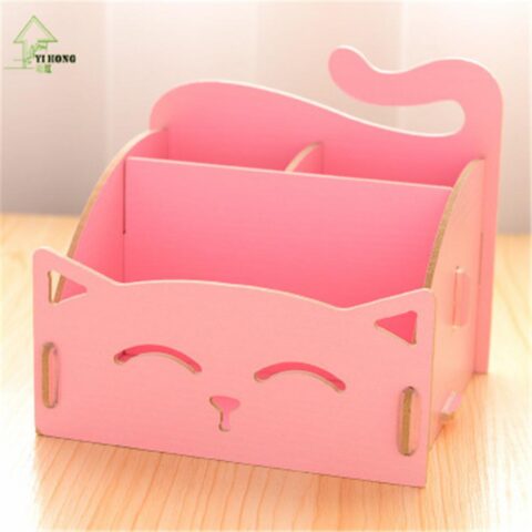 Laser Cut Cute Cat Desktop Storage Box Organizer Pen Holder Free Vector