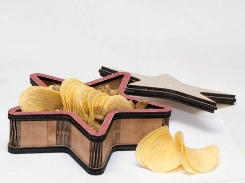 Laser Cut Star Shaped Box with Lid Free Vector