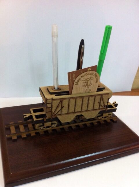 Laser Cut Desk Organizer Railway Grain Wagon Free Vector