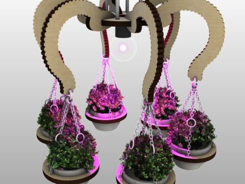 Laser Cut Wooden Chandelier Planters Pendant Lamp Planter DXF File