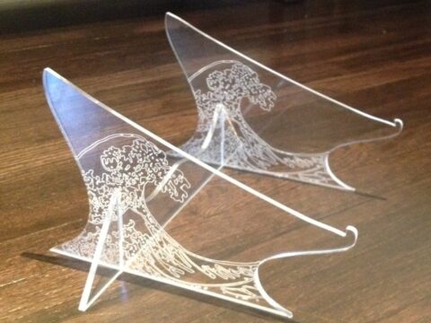 Laser Cut Hokusai Wave Laptop Stand For Macbook Air SVG File