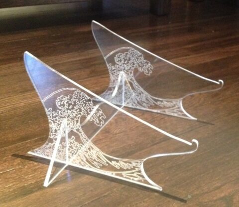 Laser Cut Hokusai Wave Laptop Stand For Macbook Air SVG File