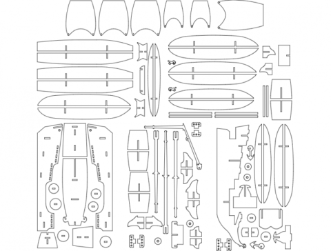 Pirate Ship L 6mm dxf File
