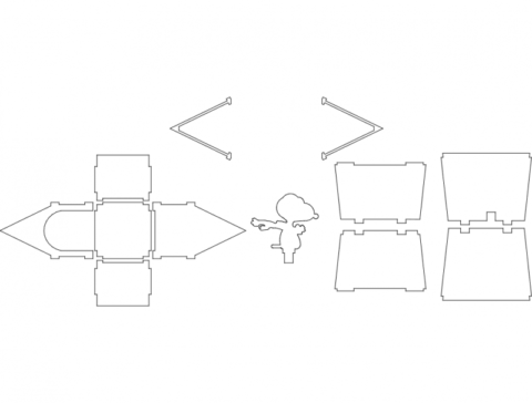 Snoopy With House Puzzle Vector dxf File