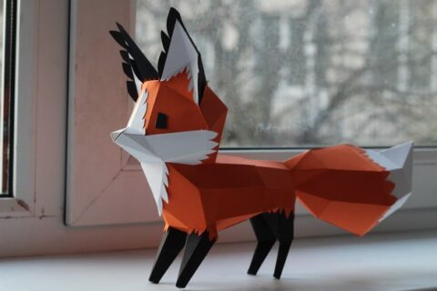 Papercraft 3D Fox 300mm A4  Pepakura Template PDF File