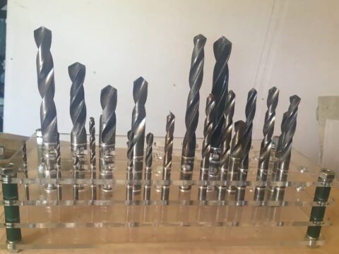 Laser Cut Drill Bit Stand Free Vector