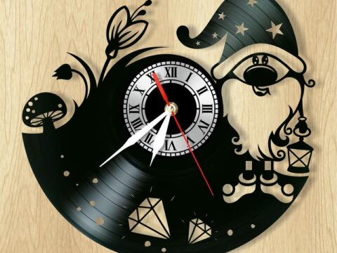 Laser Cut Gnome Wall Clock Vinyl Record Clock Free Vector