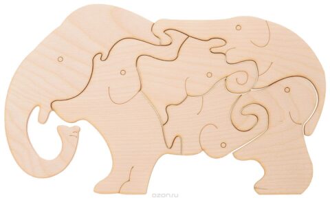 Laser Cut Wooden Elephants Jigsaw Puzzle For Kids Children Indoor Games DXF File