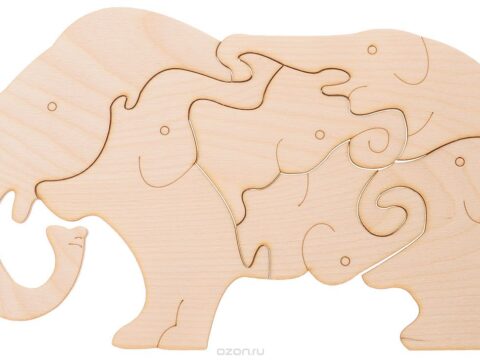 Laser Cut Wooden Elephants Jigsaw Puzzle For Kids Children Indoor Games DXF File