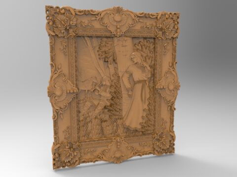 Woman in Frame 3D Stl Model For CNC Router Stl File