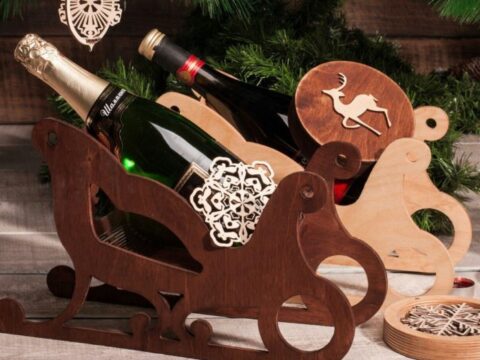 Sleigh Wine Holder Free Vector