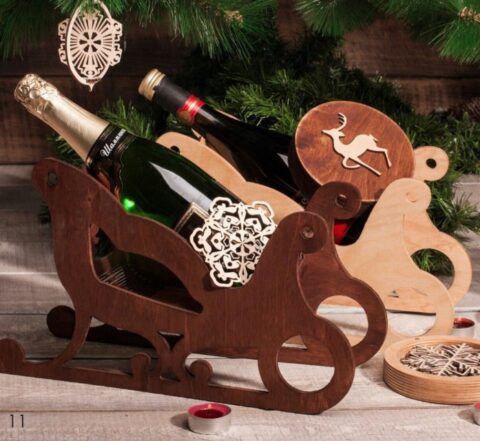 Sleigh Wine Holder Free Vector