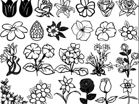 Flowers and Roses vectors DXF File