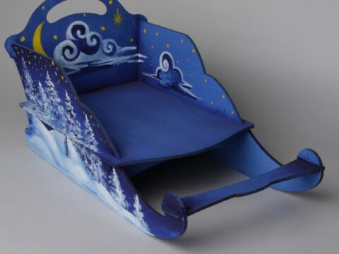 Wooden Laser Cut Sleigh Free Vector