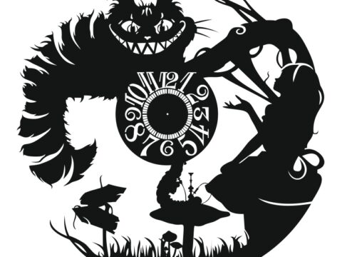 Laser Cut Alice Vinyl Wall Clock Free Vector