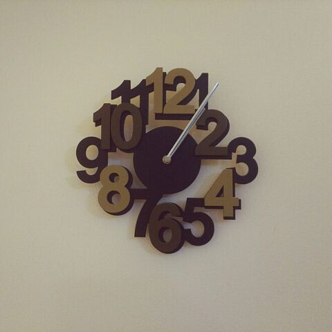 Laser Cut Contemporary Wall Clock With Bold Numbers Free Vector