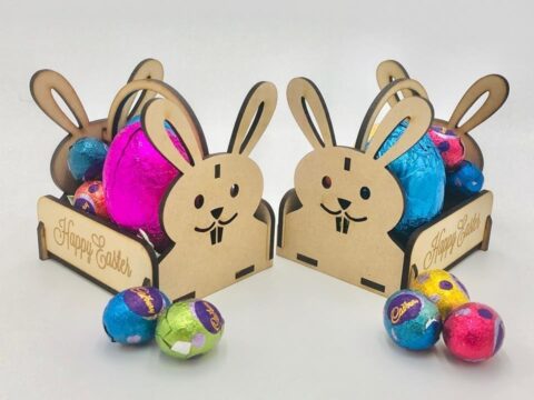 Laser Cut Wooden Easter Bunny Basket Free Vector