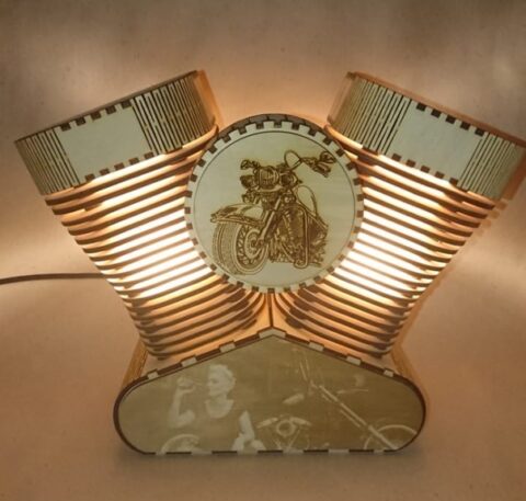 Laser Cut Harley Davidson Lamp Free Vector