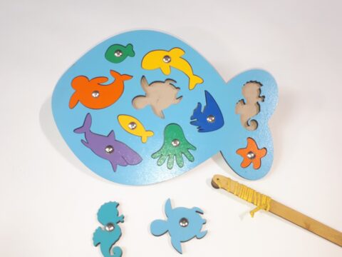 Laser Cut Wooden Fish Peg Puzzle Educational Toy Sea Creature Peg Puzzle Free Vector