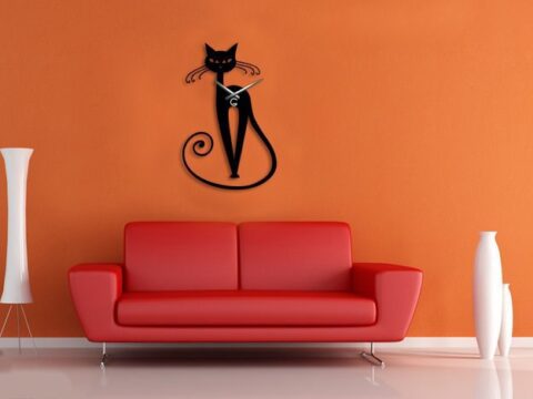 Laser Cut Cat Wall Clock Free Vector
