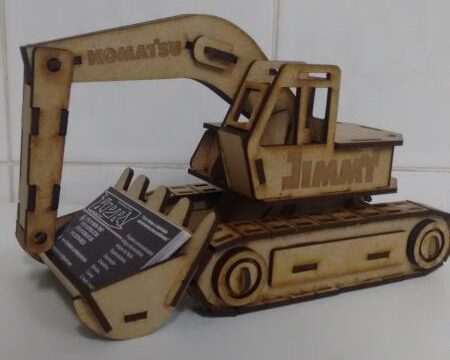 Laser Cut Excavator Visiting Card Holder Free Vector