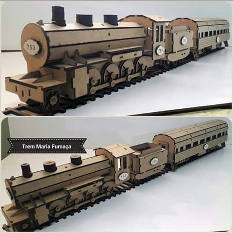 Locomotive Laser cutting 3d puzzle Free Vector