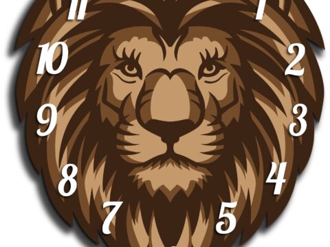Laser Cut Lion Head Wall Clock Template Free Vector