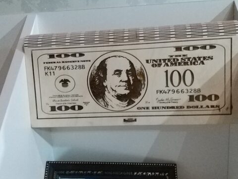 Laser Cut 100 Dollar Wooden Money Box Free Vector