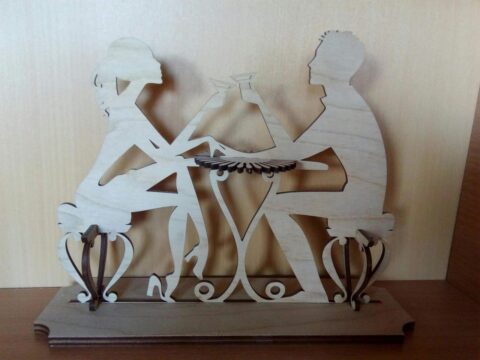 Laser Cut Couple Toasting Martini Glass Napkin Holder Free Vector