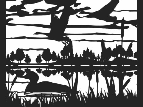 30 X 36 Ducks Geese Lake Trees Plasma Art DXF File