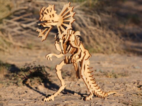 Laser Cut Dilophosaurus Dinosaur 3D Puzzle Model 3mm Free Vector